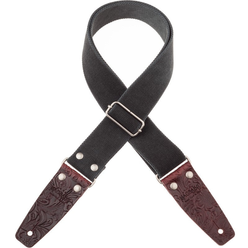 Magrabo Stripe Sc Entry Olded Black 5 Cm Terminali Embossed Flores Bordeaux Silver Buckle