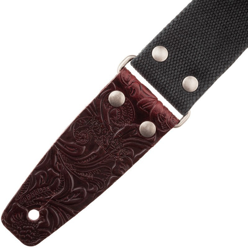 Magrabo Stripe Sc Entry Olded Black 5 Cm Terminali Embossed Flores Bordeaux Silver Buckle