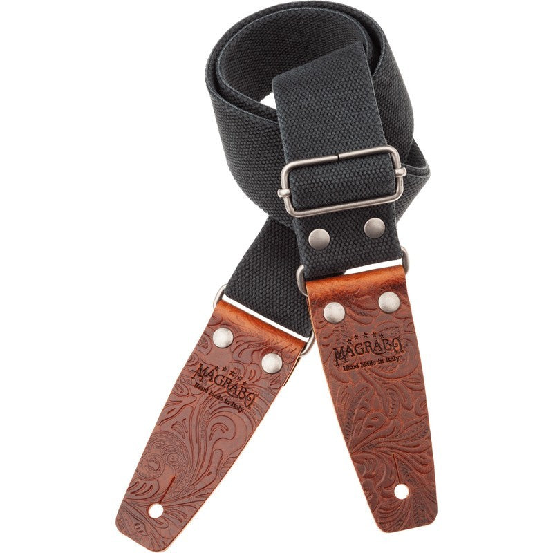 Magrabo Stripe Sc Entry Olded Black 5 Cm Terminali Embossed Flores Brown Silver Buckle