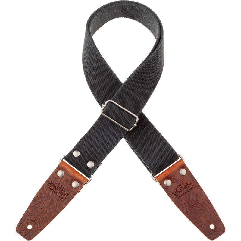 Magrabo Stripe Sc Entry Olded Black 5 Cm Terminali Embossed Flores Brown Silver Buckle