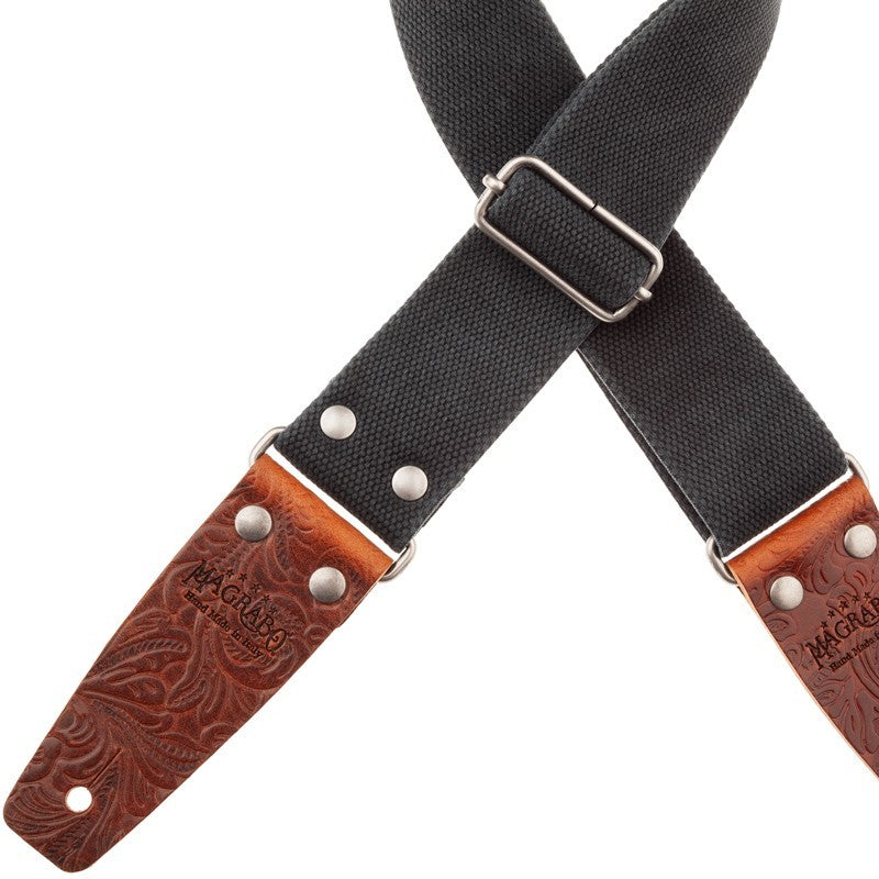 Magrabo Stripe Sc Entry Olded Black 5 Cm Terminali Embossed Flores Brown Silver Buckle