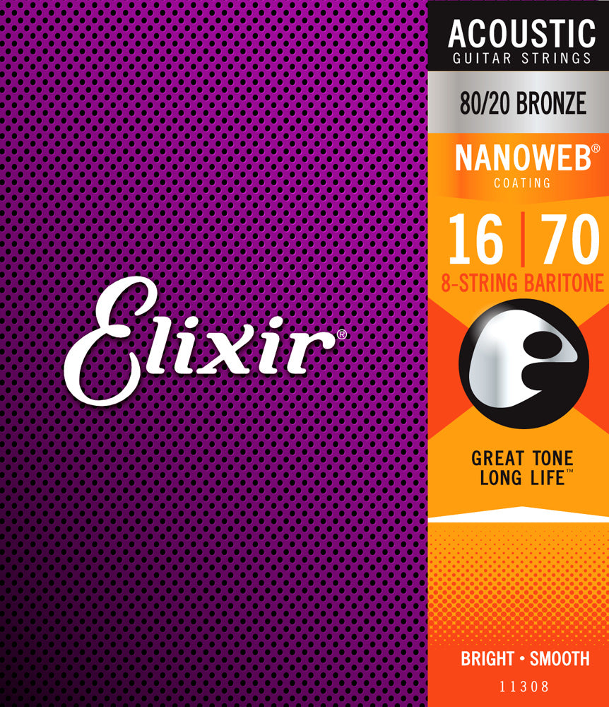 Elixir 11308 8-String Bari­tone 80/20 Bronze 016-070