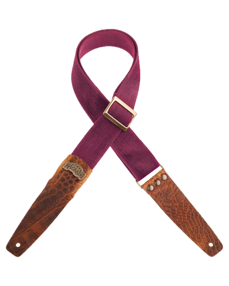 Magrabo Straps Stripe SC Cotton Washed Bordeaux 5 cm terminali Cocco Pros Marrone, fibbia Recta Ottone