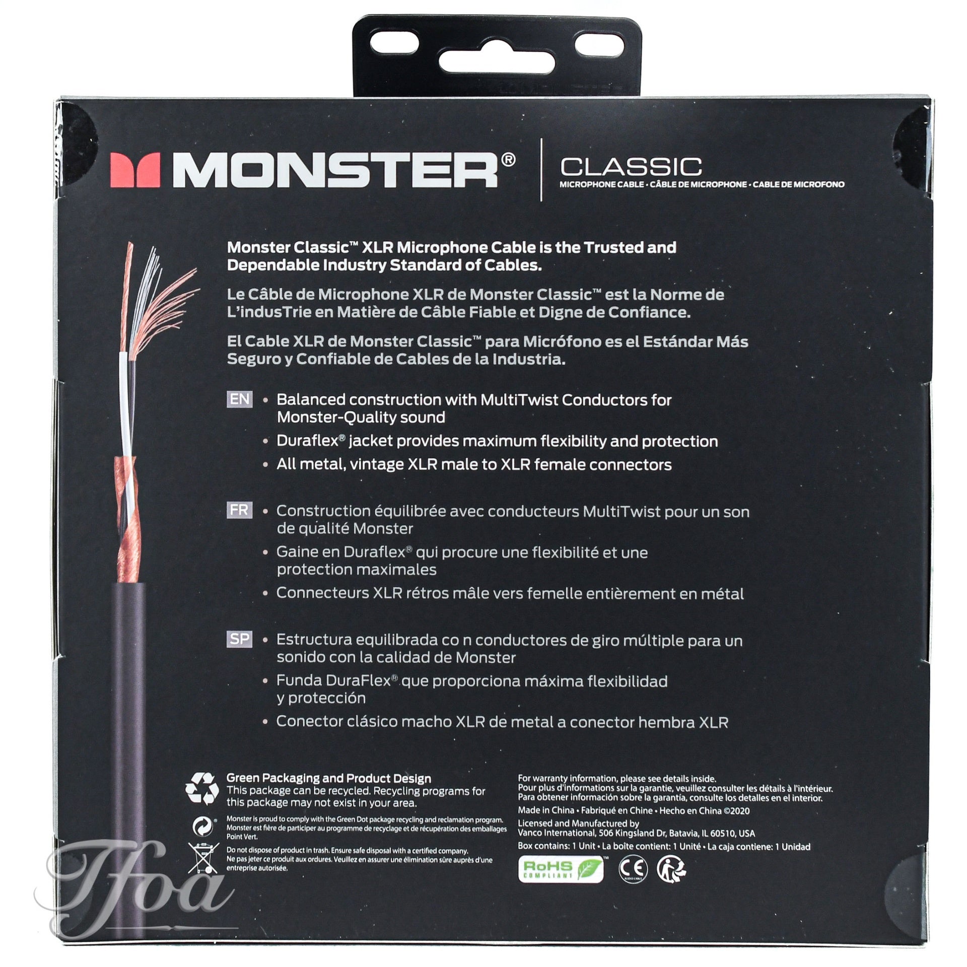 Monster Cable Classic XLR 20FT/6m Microphone Cable