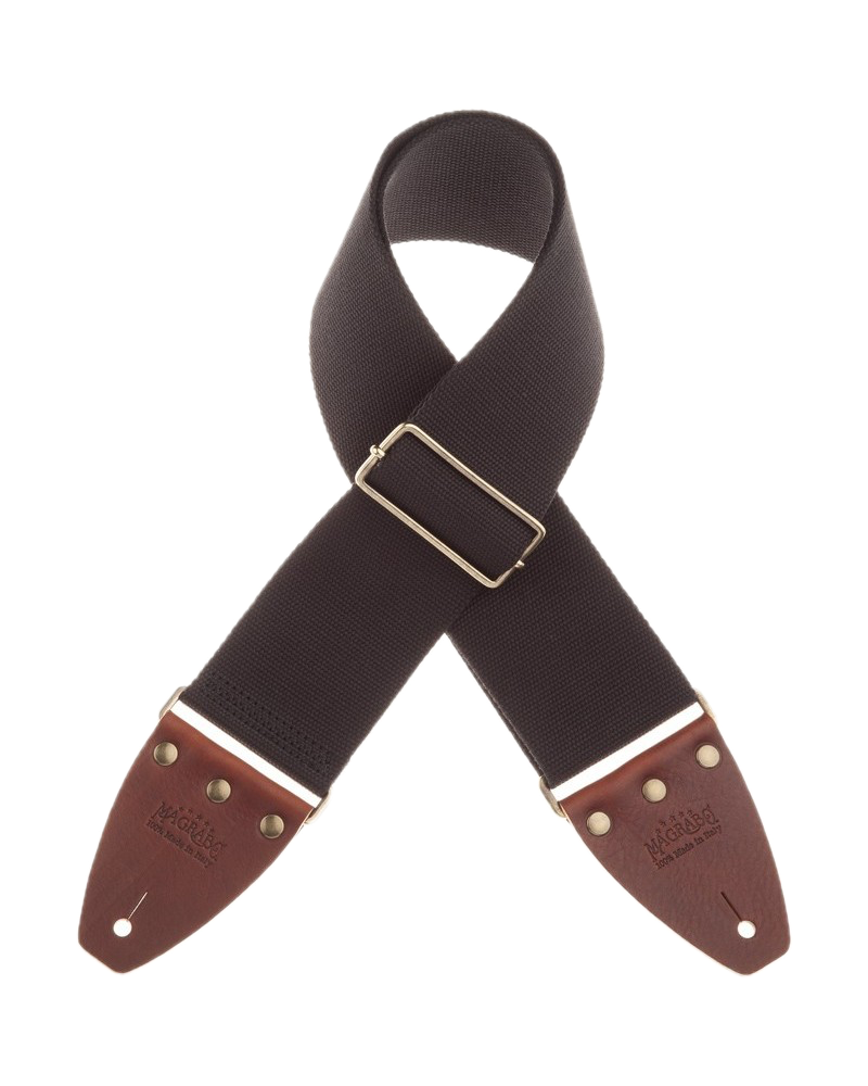 Magrabo Straps Stripe SC Entry Nero 8 cm terminali Marrone fibbia Ottone