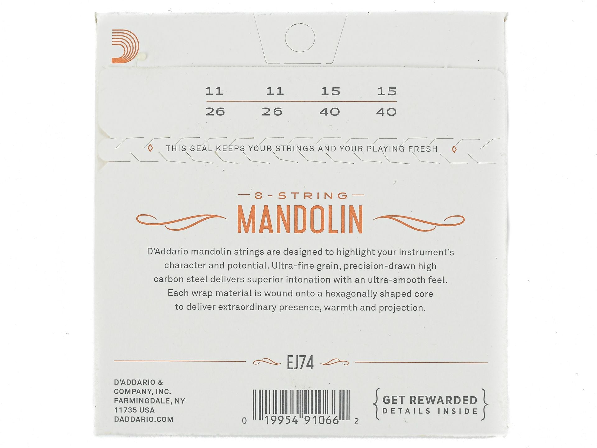 D'addario Mandolin EJ74 Medium Phosphor Bronze 11-40