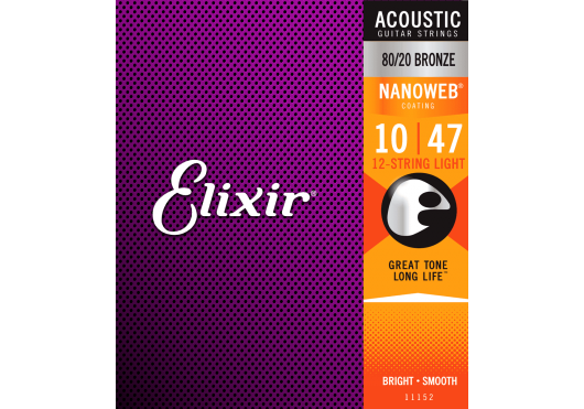 Elixir 11152 80/20 Bronze Nanoweb 12-String Light