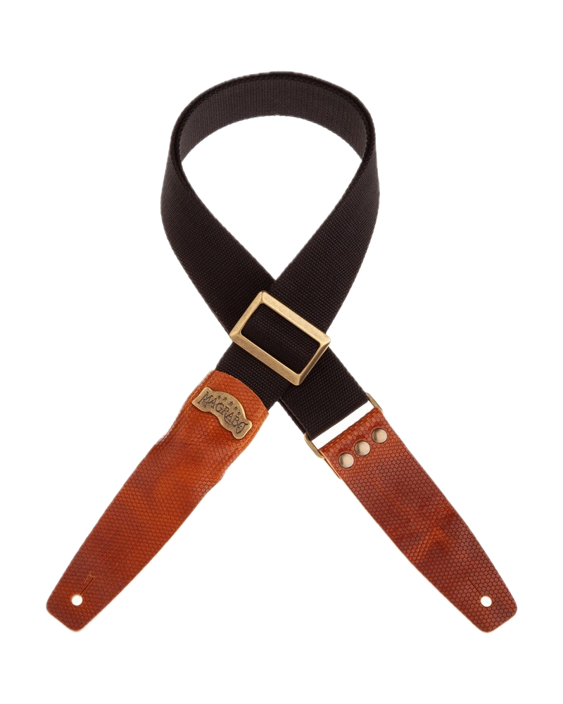 Magrabo Straps Stripe SC Cotton Nero 5 cm terminali Twinkle Marrone, fibbia Recta Ottone