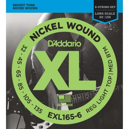 D'Addario EXL165-6 Nickel 32-135 6 String Bass