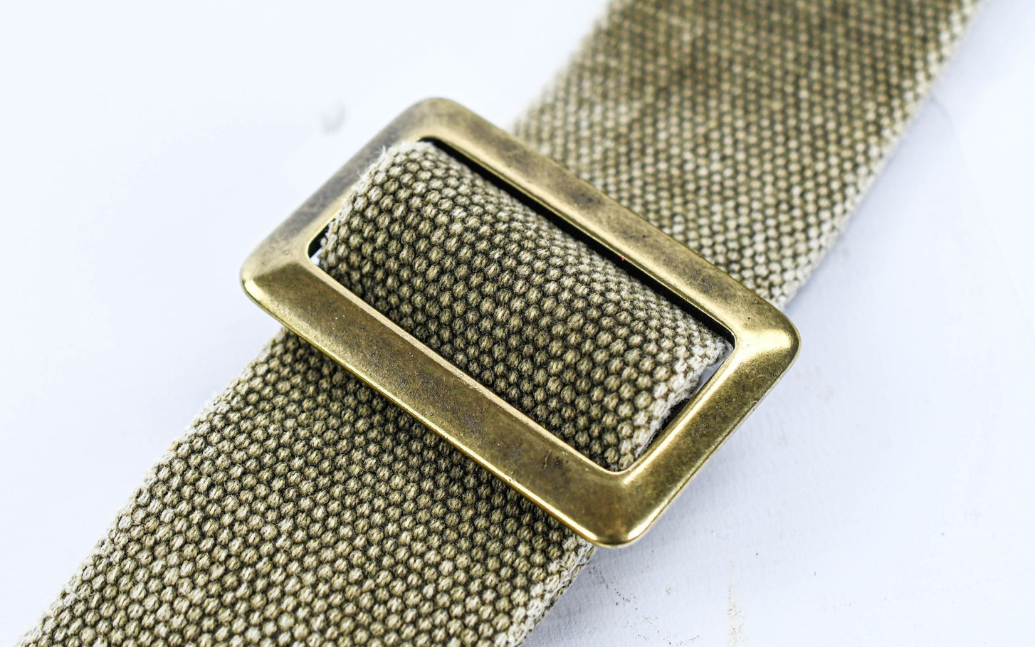 Magrabo Stripe SC Cotton Washed Olive Green 5cm Twinkle Black, Recta Brass Buckle - 3