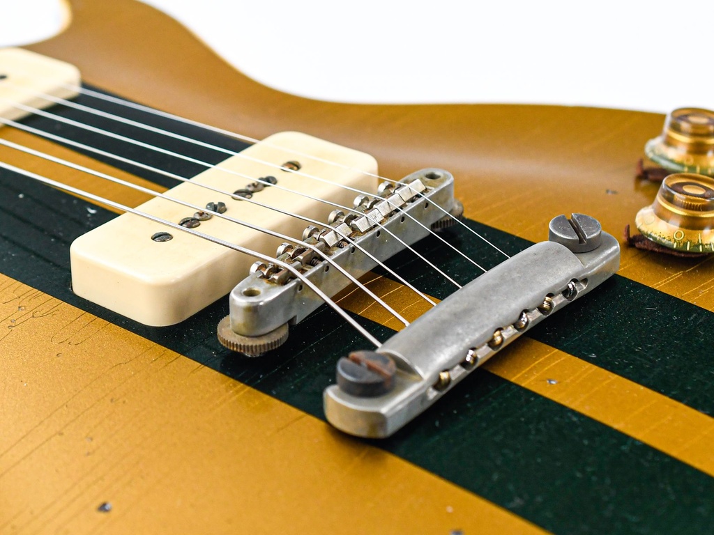 Gibson 56 Les Paul Standard All Gold w-British Racing Stripes Murphy Lab Heavy Aged NH Custom #65240-10.jpg