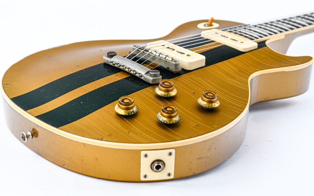 Gibson 56 Les Paul Standard All Gold w-British Racing Stripes Murphy Lab Heavy Aged NH Custom #65240-11.jpg