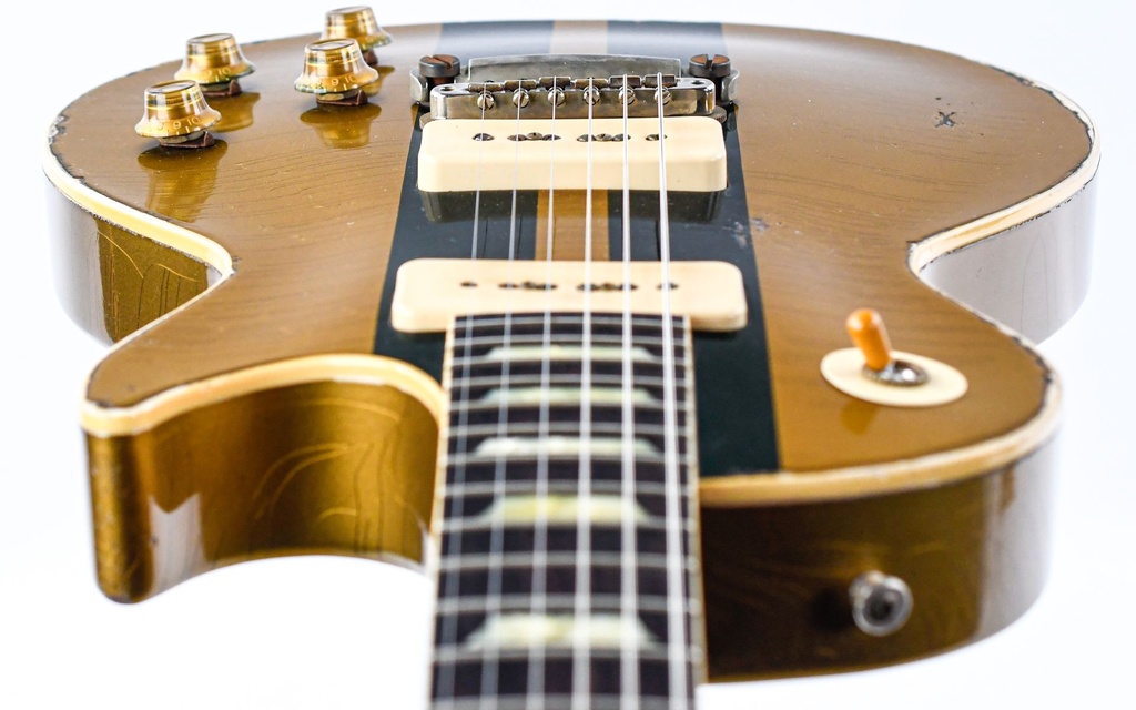 Gibson 56 Les Paul Standard All Gold w-British Racing Stripes Murphy Lab Heavy Aged NH Custom #65241-12.jpg