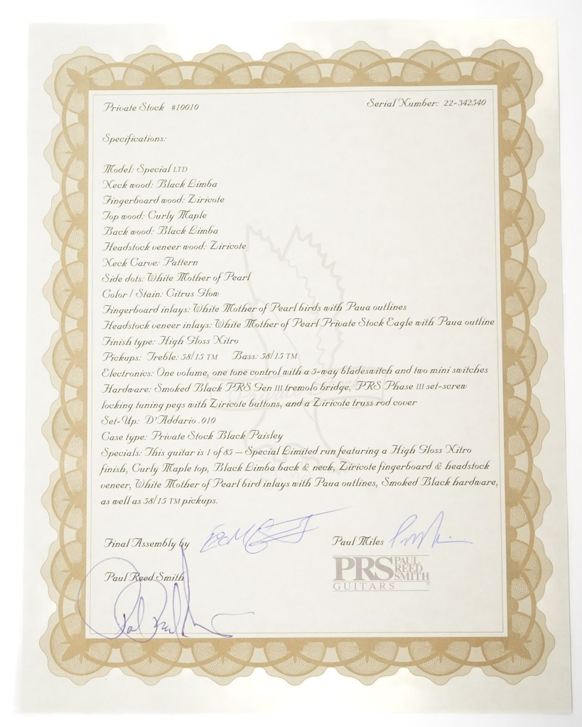 PRS Private Stock Special Semi Hollow Citrus Glow Ziricote Neck 2022-2.jpg