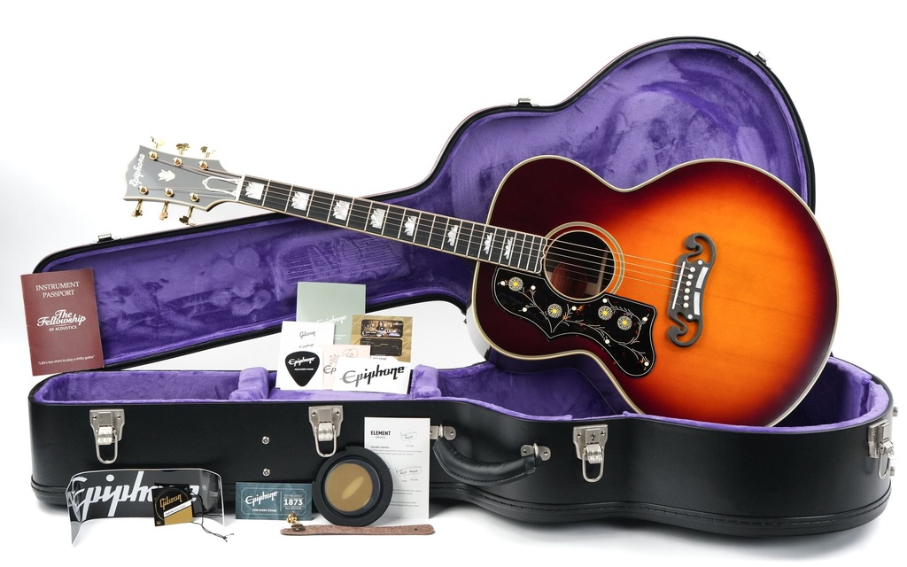 Epiphone Inspired by Gibson Custom Pre-War SJ200 Rosewood Reissue Vintage Sunburst Lefty-1.jpg