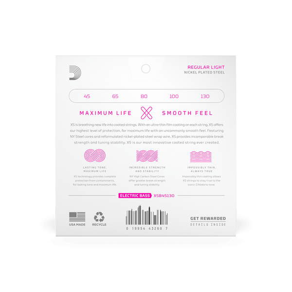 D'addario 45-130 Regular Light 5-String Long Scale XS Nickel Bass Strings