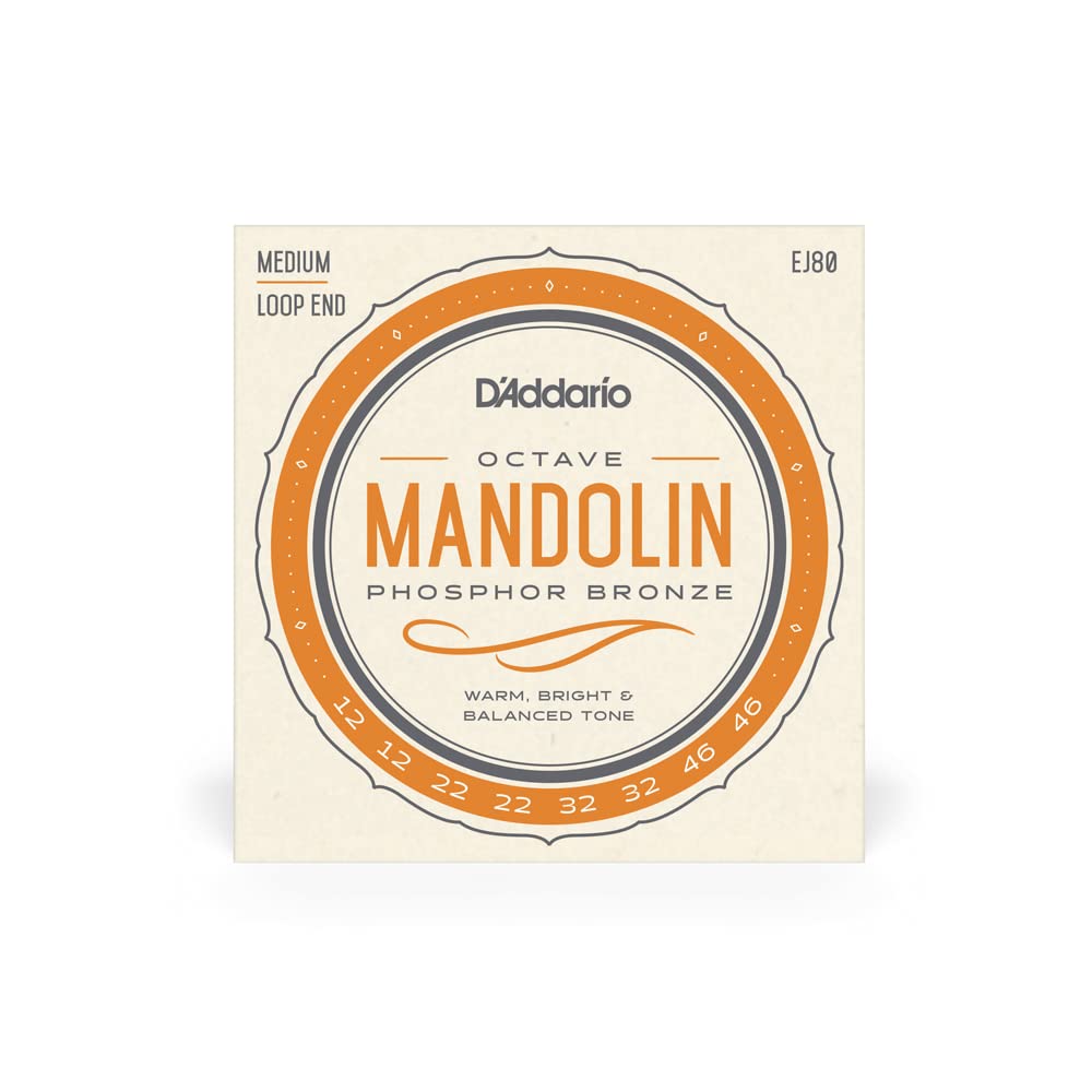 D'Addario EJ80 Phosphor Bronze Octave Mandolin Strings, Medium, 12-46