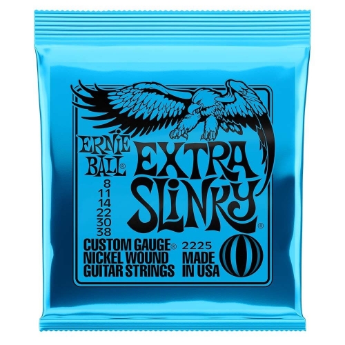 Ernie Ball 2225 Extra Slinky Nickel Wound Electric Guitar Strings 8-38 Gauge