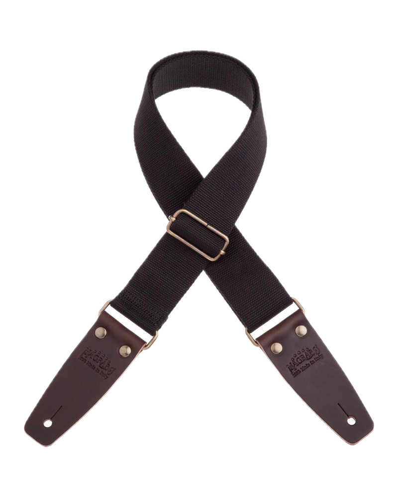 Magrabo Straps Stripe SC Entry Nero 5 cm terminali Marrone Scuro fibbia Ottone Antico