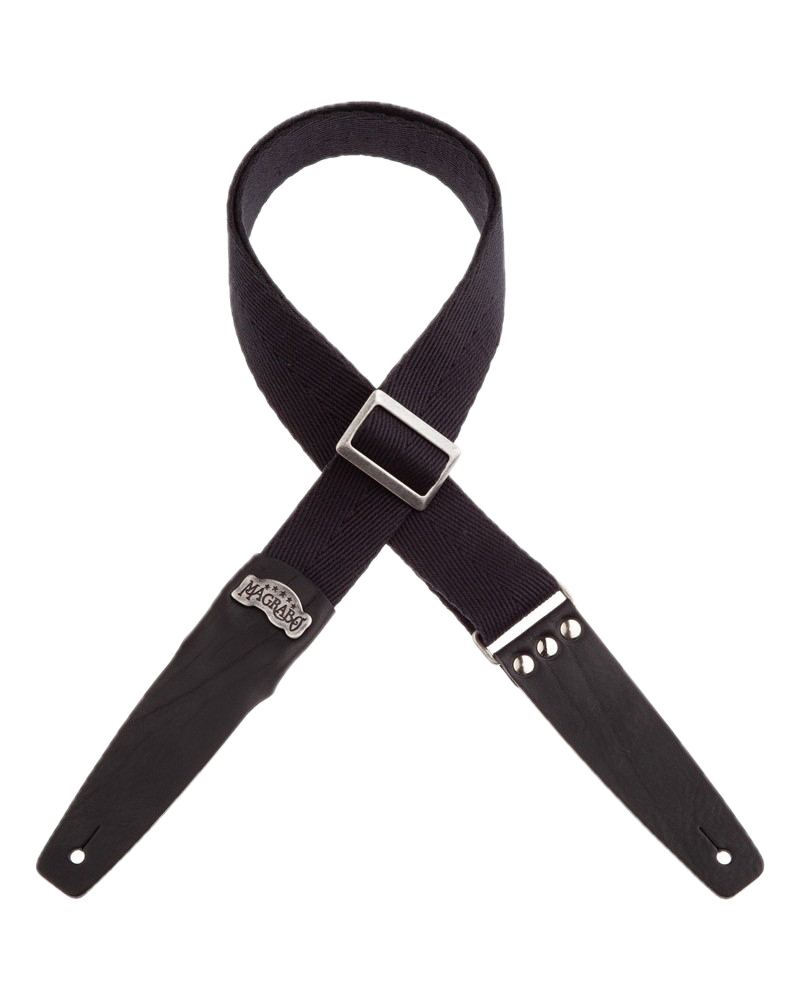 Magrabo Straps Stripe SC Cotton Nero 5 cm terminali Swivel Marrone, fibbia Recta Ottone