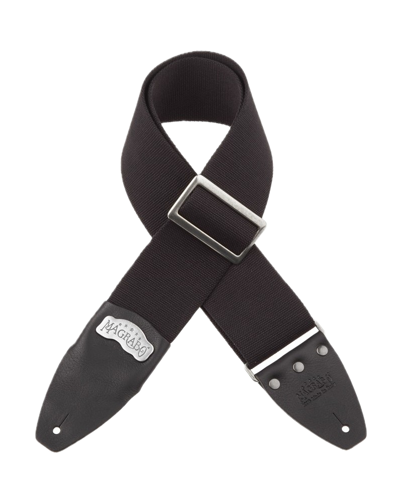 Magrabo Straps Stripe SC Cotton Nero 8 cm terminali Core Nero, fibbia Recta Argento