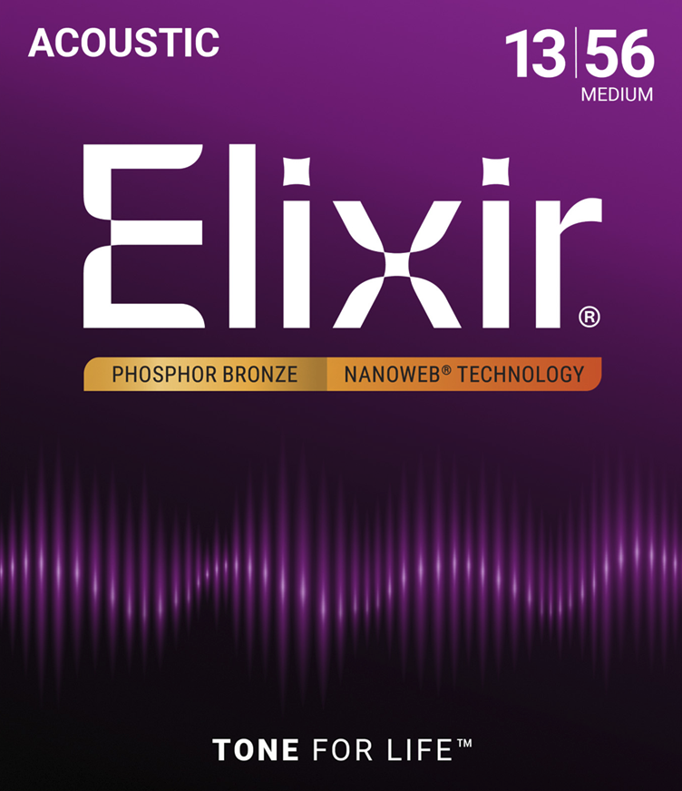Elixir 16102 Phosphor Bronze Nanoweb Medium 13-56