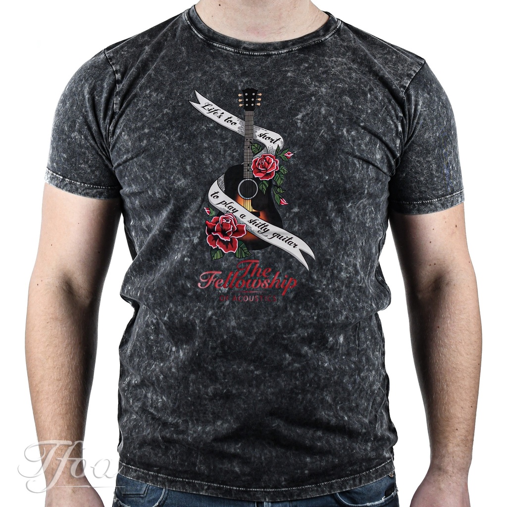 TFOA T-Shirt 'Life's Too Short' Banner N' Roses Acid Black