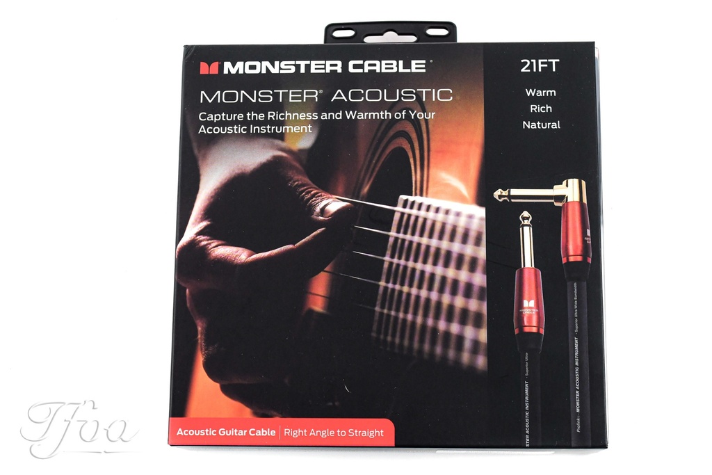 Monster Cable Acoustic 21ft Angled Straight 6.4m Instrument Cable
