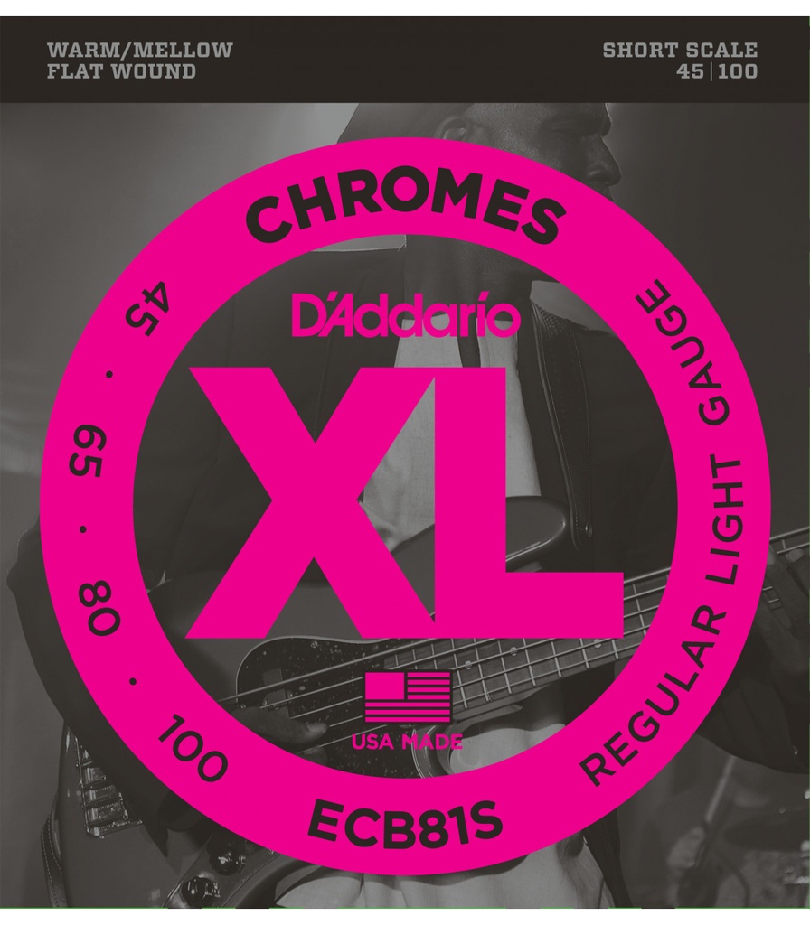 D’Addario ECB81S Chrome Flatwound Short Scale