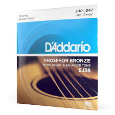[EJ38] D'addario 10-47 Light 12-String Phosphor Bronze