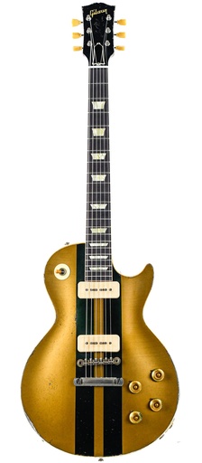 [LPR56M2M22506] Gibson Custom 56 Les Paul All Gold w/ British Racing Green Stripes Murphy Lab Heavy Aged