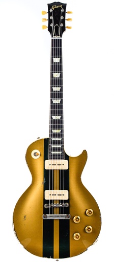 [xtfoa1291] Gibson Custom 56 Les Paul All Gold w/ British Racing Green Stripes Murphy Lab Heavy Aged #65241