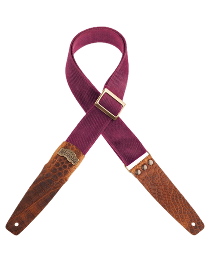 [240.127M] Magrabo Straps Stripe SC Cotton Washed Bordeaux 5 cm terminali Cocco Pros Marrone, fibbia Recta Ottone