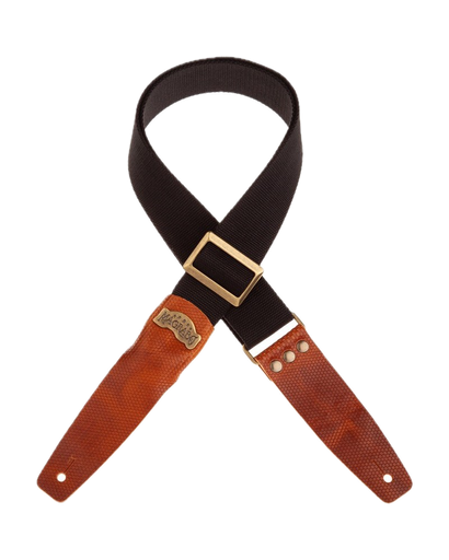 [241.111M] Magrabo Straps Stripe SC Cotton Nero 5 cm terminali Twinkle Marrone, fibbia Recta Ottone
