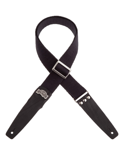 [242.110M] Magrabo Straps Stripe SC Cotton Nero 5 cm terminali Swivel Marrone, fibbia Recta Ottone