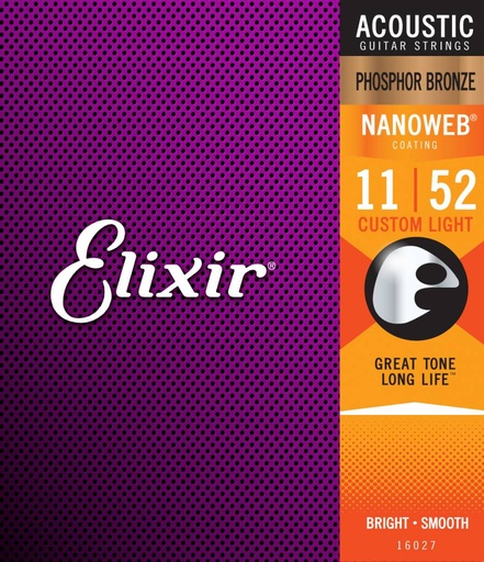 [16027] Elixir 16027 Phosphor Bronze Nanoweb Light 11-52