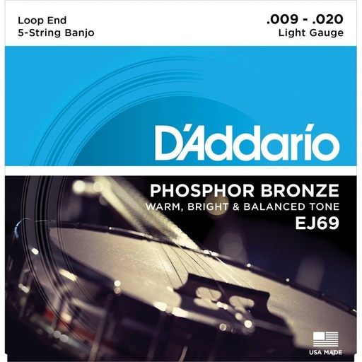 [EJ69] D'Addario EJ69 5 String Banjo Phosphor Bronze Light Ball-End