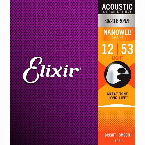 [11052] Elixir 11052 Acoustic 80/20 Bronze Nanoweb Light 12-53