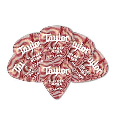 [70711] Taylor Premium Thermex Ultra Picks Ruby Swirl 1.25mm 6-Pack