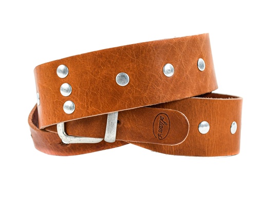 TFOA Liam's Nails and Leather Guitar Strap Cognac